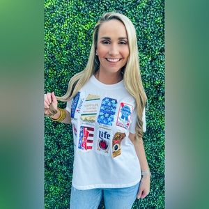 Queen of Sparkles red white and beer tee xl